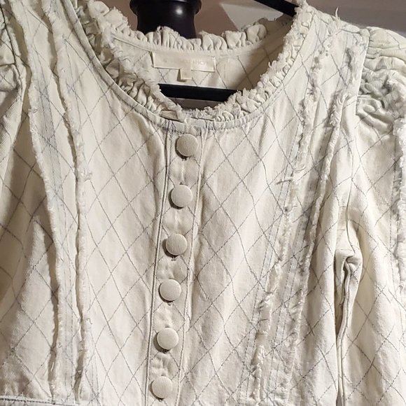 LoveShackFancy Elmont Denim Jacket Small/Medium - Picture 3 of 14